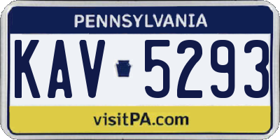 PA license plate KAV5293
