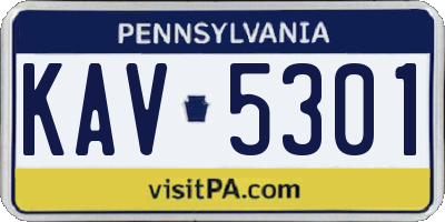 PA license plate KAV5301
