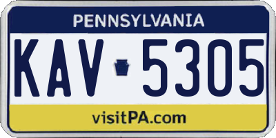 PA license plate KAV5305