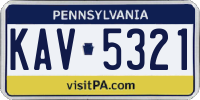 PA license plate KAV5321