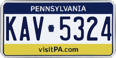 PA license plate KAV5324