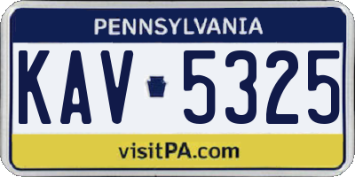 PA license plate KAV5325