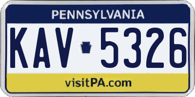 PA license plate KAV5326