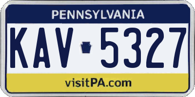 PA license plate KAV5327
