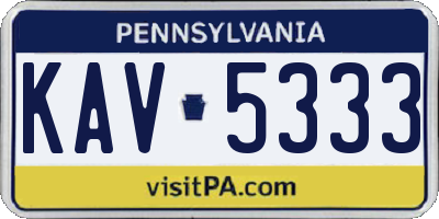 PA license plate KAV5333