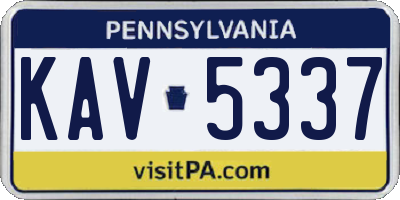 PA license plate KAV5337