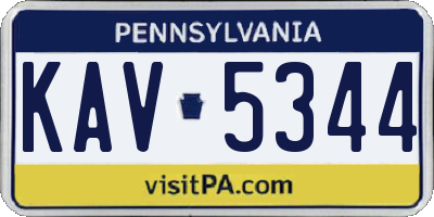 PA license plate KAV5344