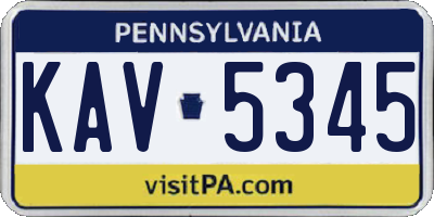 PA license plate KAV5345