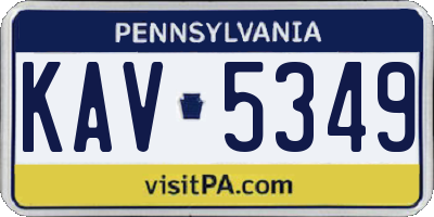 PA license plate KAV5349