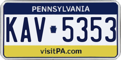 PA license plate KAV5353