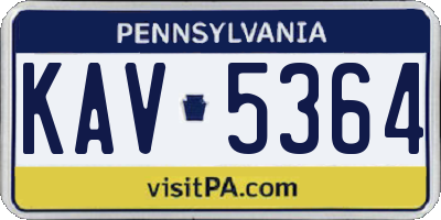 PA license plate KAV5364