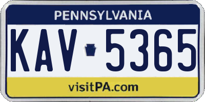 PA license plate KAV5365