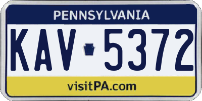 PA license plate KAV5372