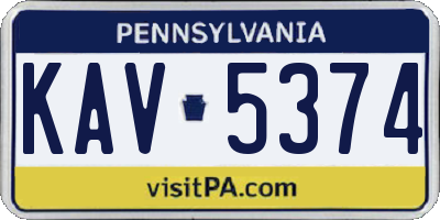 PA license plate KAV5374