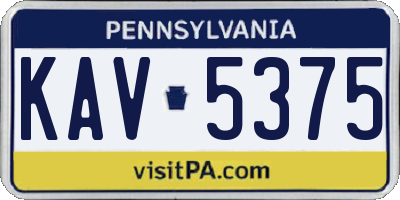 PA license plate KAV5375