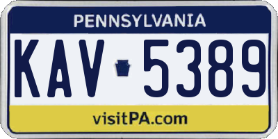 PA license plate KAV5389