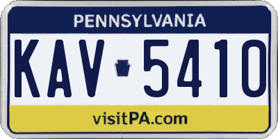 PA license plate KAV5410