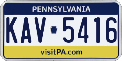 PA license plate KAV5416