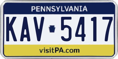PA license plate KAV5417