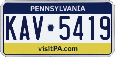 PA license plate KAV5419