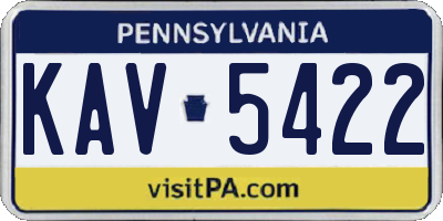 PA license plate KAV5422