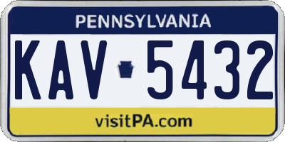 PA license plate KAV5432
