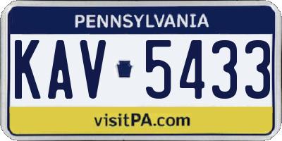 PA license plate KAV5433