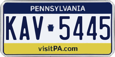 PA license plate KAV5445