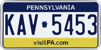 PA license plate KAV5453