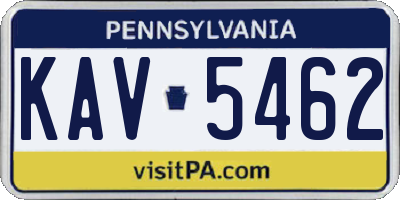 PA license plate KAV5462