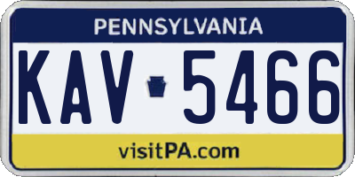 PA license plate KAV5466