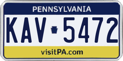 PA license plate KAV5472