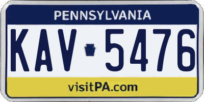 PA license plate KAV5476