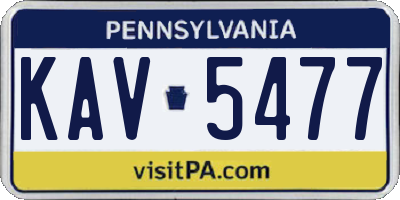 PA license plate KAV5477