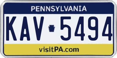 PA license plate KAV5494