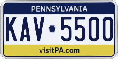 PA license plate KAV5500