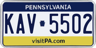 PA license plate KAV5502