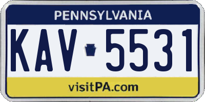 PA license plate KAV5531