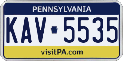 PA license plate KAV5535