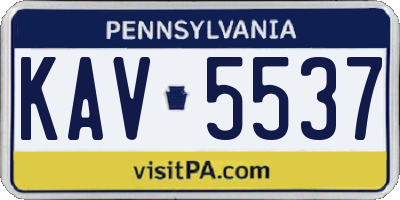 PA license plate KAV5537