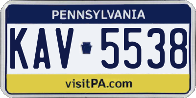 PA license plate KAV5538