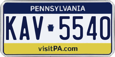 PA license plate KAV5540