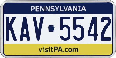 PA license plate KAV5542