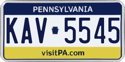 PA license plate KAV5545
