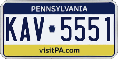 PA license plate KAV5551