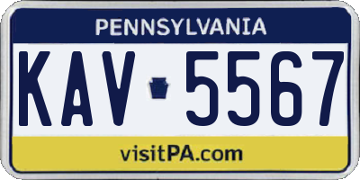 PA license plate KAV5567
