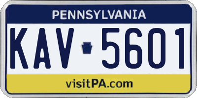 PA license plate KAV5601