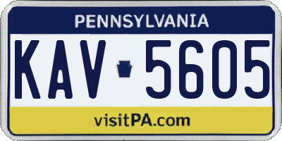 PA license plate KAV5605