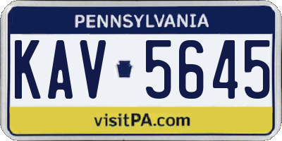 PA license plate KAV5645