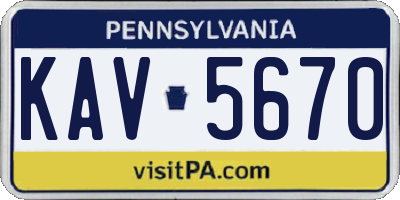 PA license plate KAV5670